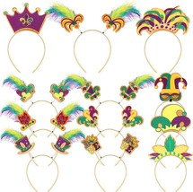 12 Pcs Mardi Gras Glitter Headband Carnival Feather Headwear Cosplay Cos... - £7.39 GBP