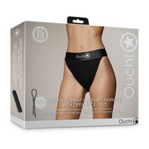 Shots Ouch! Vibrating Strap-on Panty Harness with Open Back Black XS/S - £56.45 GBP