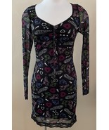 Nasty Gal Womens Powerpuff Girls Dress Black Print Lined Mesh Sleeve US ... - €25,66 EUR