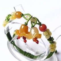 Adjustable Delicately Hand-knotted Yellow Jade Beaded 2 Orchid Flower Br... - $12.95