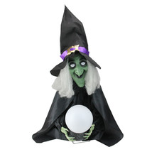 Lighted Sitting Fortune Telling Witch Magic Ball Halloween Decor - $174.99