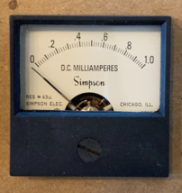 Simpson Model #2121, Cat. No. 17825, 0 - 1 DC Milliamps [e-01] - $15.00