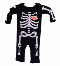 Girls Skeleton With Pink Heart Rompers Body Suit Size 6 To 9 Months - £4.75 GBP