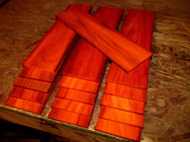 Ten (10) Pieces Thin, Kiln Dried, Sanded Exotic Padauk 12 X 3 X 1/4&quot; Lumber Wood - £33.98 GBP