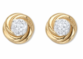 ROUND DIAMOND LOVE KNOT STUD 9MM GP EARRINGS 18K GOLD STERLING SILVER - $199.99