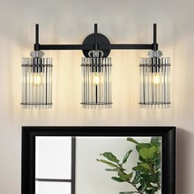 Modern Bathroom Light Fixtures 3 Lights Black Vanity Light With Glass La... - £58.59 GBP