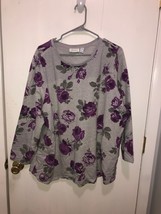 D &amp; Co Active Womens Plus SZ 2X Floral Long Sleeve Shirt - £7.72 GBP