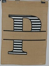 Kate Winston Brand Brown Burlap Monogram Black White P Garden Flag - £11.98 GBP