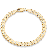 18K Gold over Sterling Silver Italian Diamond-Cut Cuban Chain Bracelet, ... - €69,51 EUR