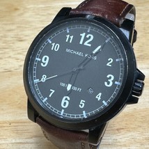 Michael Kors Quartz Watch Men 100m Black Steel Leather Date Analog New B... - $36.09