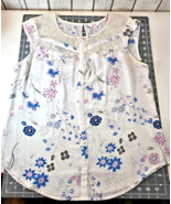 Candies Womens Sleeveless Blouse Multicolor Floral Lace Accent Medium Bo... - $11.88