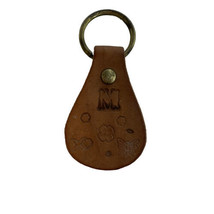 Vintage Monogram M Leather Keychain With Flowers &amp; Butterfly 3&quot; - $9.00