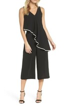 Adrianna Papell AP1D101995 Contrast Trim Crop Jumpsuit SZ 4 Black - $76.23