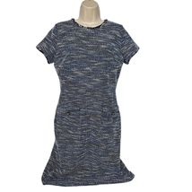 Loft Women's Tweed Sheath Dress Size 6 Blue Short Sleeve Boat Neck Church - $22.51