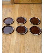 Set 6 Vintage Hull Oven Proof Brown Drip Ribbed Back 7&quot; Lunch Plate - $35.99