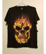 &quot;Flaming Skull&quot; Halloween novelty T-Shirt - Mens 2XL - £5.08 GBP