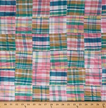 Cotton Stitched Patchwork Summer Plaid Multi-Color Fabric by the Yard D274.40 - £7.95 GBP