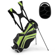 Golf Stand Cart Bag Club W/ 6 Way Divider Carry Organizer Pockets Storage Green - £93.03 GBP