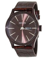 NWT Nixon Men&#39;s A105471 &quot;Sentry&quot; Brown Stainless Brown Leather Watch - £101.17 GBP