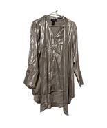 Ashro Catalog Silver Button Up Long Sleeve Blouse top Size LARGE Long Sa... - $34.60