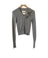 Abercrombie Women Cardigan Sweater XS Gray VNeck Moose Logo Y2K Coquette... - $22.99