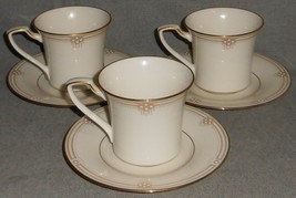 Set (3) NORITAKE Fine China SATIN GOWN PATTERN Cups/Saucers MADE IN JAPAN - $49.49