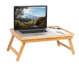 Bed Tray Lap Desk Serving Table Foldable Legs Bamboo - £36.90 GBP