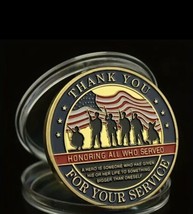 Thank You for Your Service United States Veteran Souvenir Coin Gold Plated New - £14.39 GBP