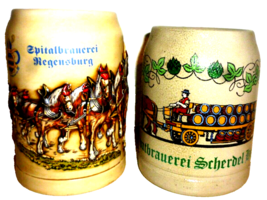 2 Scherdel Spital Kindl Innstadt Pschorr Schiff Hell 0.5L German Beer Steins - $14.50