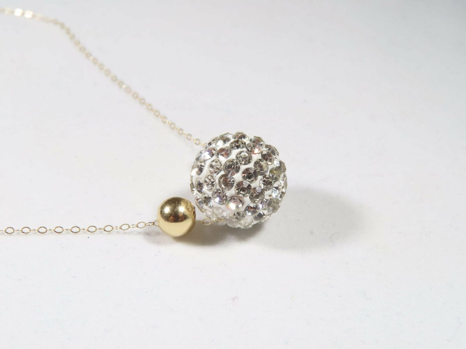 Primary image for 14K Yellow Gold Pave Ball Bead Necklace