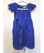 Rebecca Taylor Womens Tank Top Sz 8 Ruffle Sleeveless Royal Blue Scalloped - €20,41 EUR