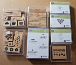 Stampin&#39; Up! Wood Mounted Stamps Set Of 8 Mostly New &amp; Unused - £24.89 GBP