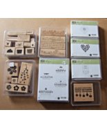 STAMPIN&#39; UP!  WOOD MOUNTED STAMPS  SET OF 8  MOSTLY NEW &amp; UNUSED - £24.77 GBP