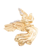 14K GOLD Vintage Pendant Diamond Inlay Solid Carved Flying Angel  GP722 - $1,701.77 CAD