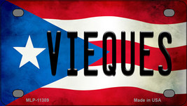 Vieques Puerto Rico Flag Novelty Mini Metal License Plate Tag - £12.02 GBP