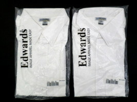 Lot of 2 NEW Edwards Men&#39;s White Cotton Oxford Short Sleeve Shirts XL New-In-Bag - £11.05 GBP