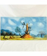 Original Oil Painting Termite Mounds Boabab Tree Of Life 1983 Signed Mub... - $116.43 CAD