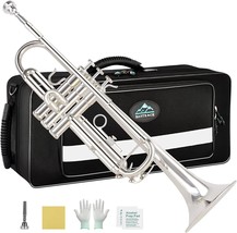 Eastrock Silver Plated Trumpet Bb Brass Standard Trumpet With Hard, Adults. - £207.32 GBP