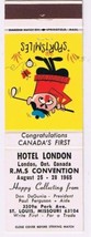 Matchbook Cover Sportsmiles Hotel London Ontario RMS Convention 1965 Gol... - $2.85