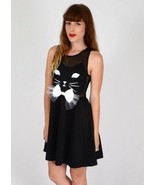 NWT Black Illusion Cat Graphic With Bow Dress Sz S - $25.00