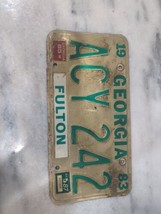 Vintage 1983 Georgia Fulton County License Plate ACY 242 Expired - £9.49 GBP