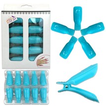 1Pk Bow Ribbon Style Teal Acrylic Nail Soak Off Finger Cap Clips Wrap Tool - £12.78 GBP