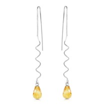3.30 Carat 14K White Gold Threaded Dangles Gemstone Earrings Natural Citrine - £205.54 GBP