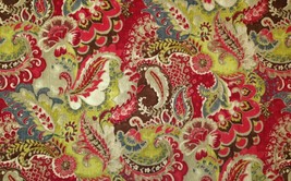 RICHLOOM TEAK CARDINAL RED YELLOW PAISLEY FLORAL MULTIUSE FABRIC BY YARD... - £12.14 GBP