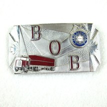 Vintage BOB Semi Truck Metal Belt Buckle IB of TCW &amp; H of A Teamsters Union RARE - £24.12 GBP