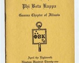Phi Beta Kappa Initiation Banquet Program &amp; Menu 1921 University of Illi... - $21.78