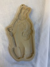 Stoneware Cookie Mold Brown Bag Peter Rabbit Bunny 1992 Hill Designs Easter - $14.20