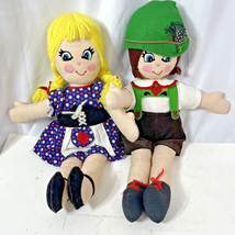 2 Vintage German Handmade Dolls Hansel And Gretel Soft Body Boy Girl 17 inch - $21.95