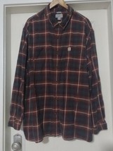 Carhartt Flannel Shirt Long Sleeve Button Up Plaid Relaxed Fit Men&#39;s 4XL... - £14.71 GBP