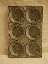 Antique Primitive Graniteware Gray Splatter Baking 6 Cup Muffin Pan Tool a - £23.80 GBP